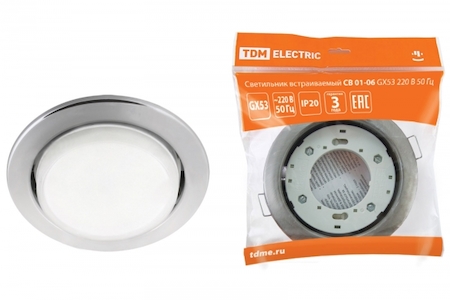 TDM ELECTRIC SQ0359-0058 Светильник встраиваемый СВ 01-06 GX53 220 В 50 Гц хром TDM